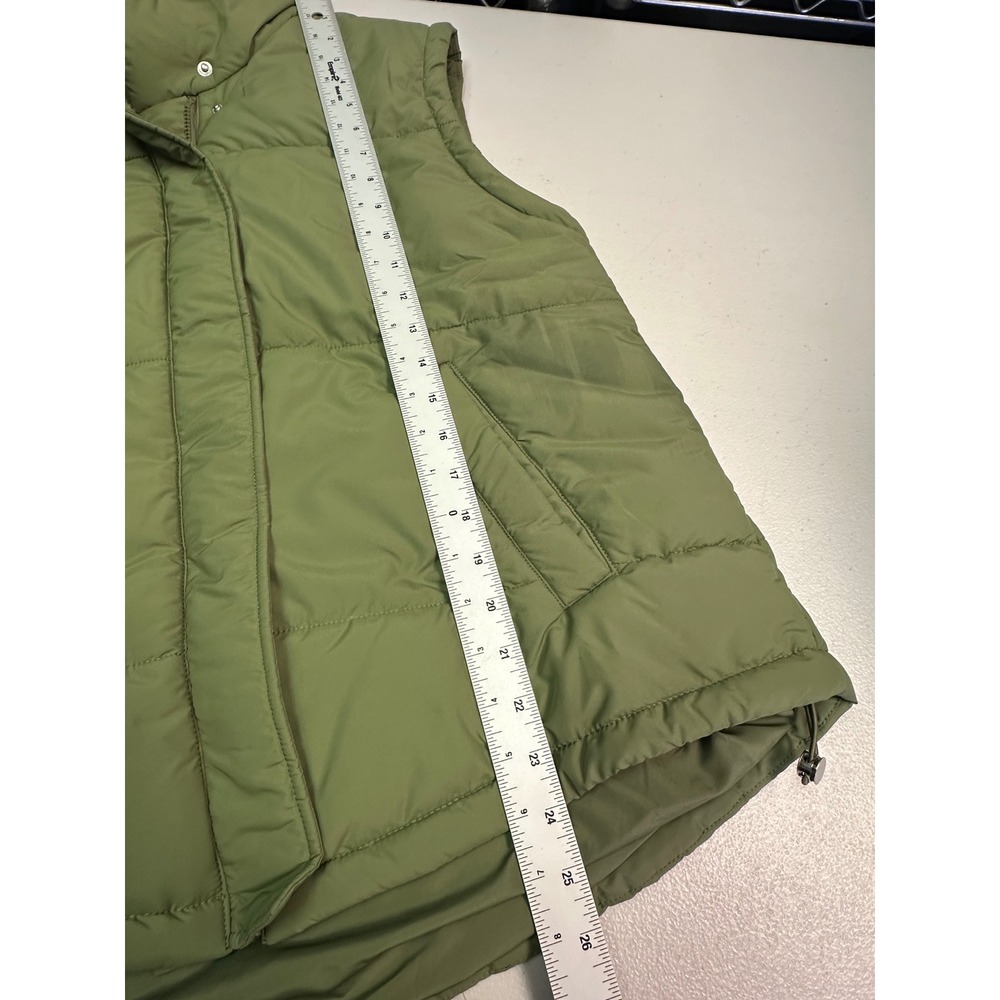 Unbranded Olive Green Puffer Vest Womens Medium‎ Zip Snap Pockets Quilted - Picture 7 of 7